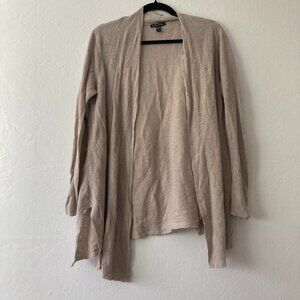 Eileen Fisher Linen Blend Cardigan Open Front Lagenlook Longline Drapey Medium